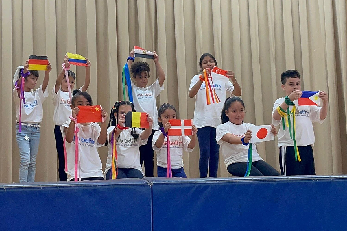 Students performing a dance routine during the annual showcase at The Belfry Centre in Brooklyn.